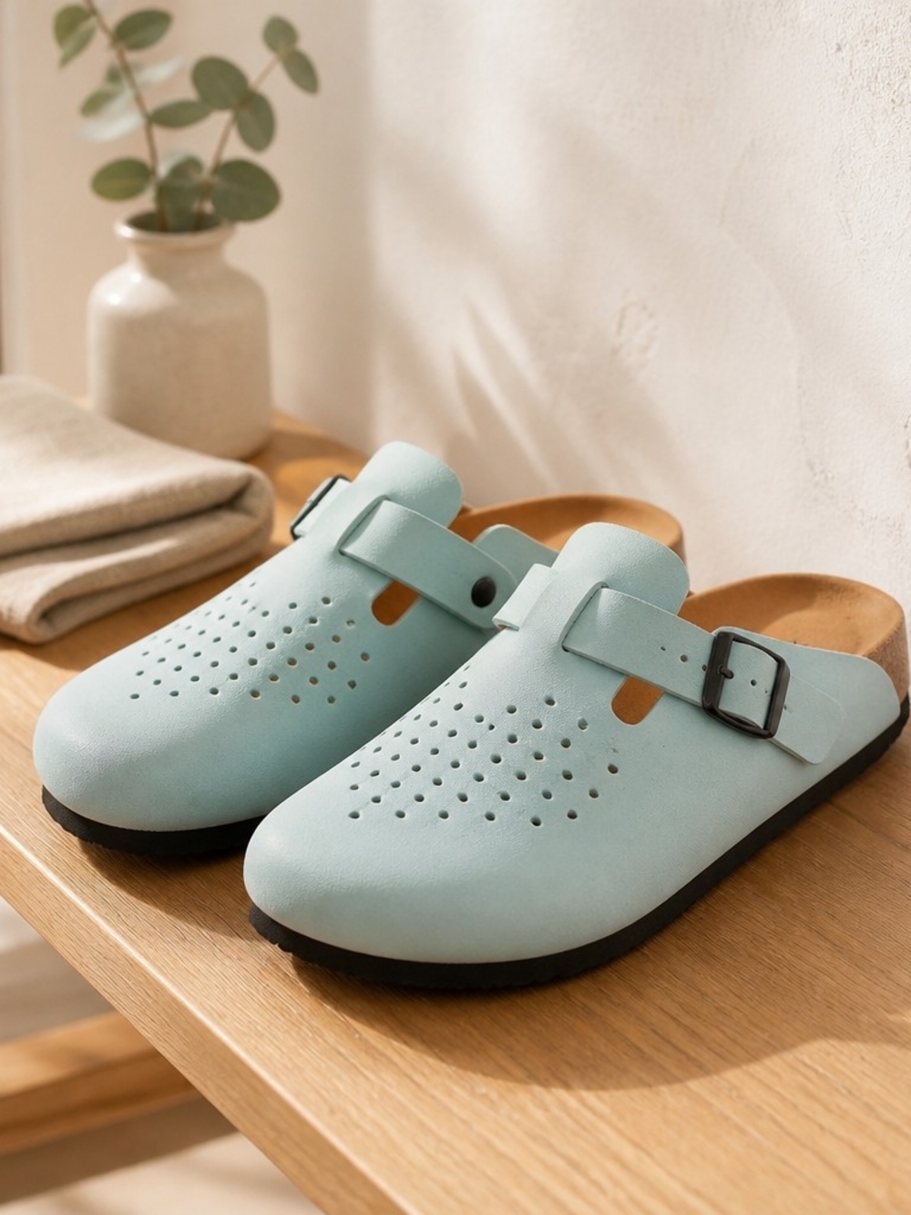 Birkenstock Burki's Blue Suede Leather Clog Sandals Comfort Shoes Ladies 9 - Picture 6 of 16